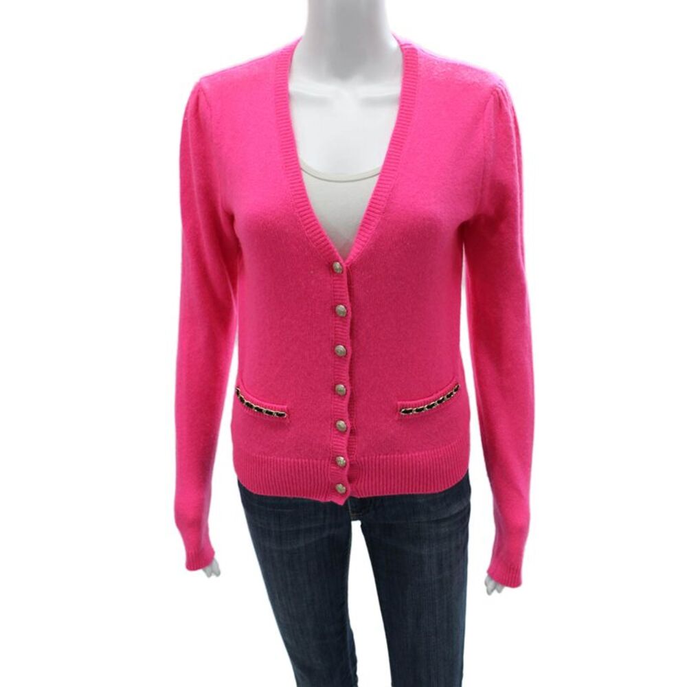 Generation Love Womens Cardigan V Neck Wool Pink Long Sleeve Size S